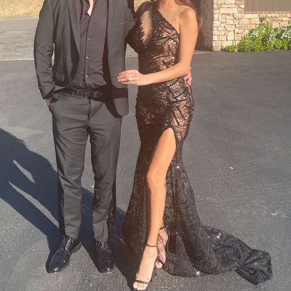 Dresses & Skirts - CUSTOM BLACK BEADED GOWN